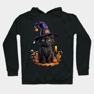 Cute Halloween Witches Black Cat Hoodie